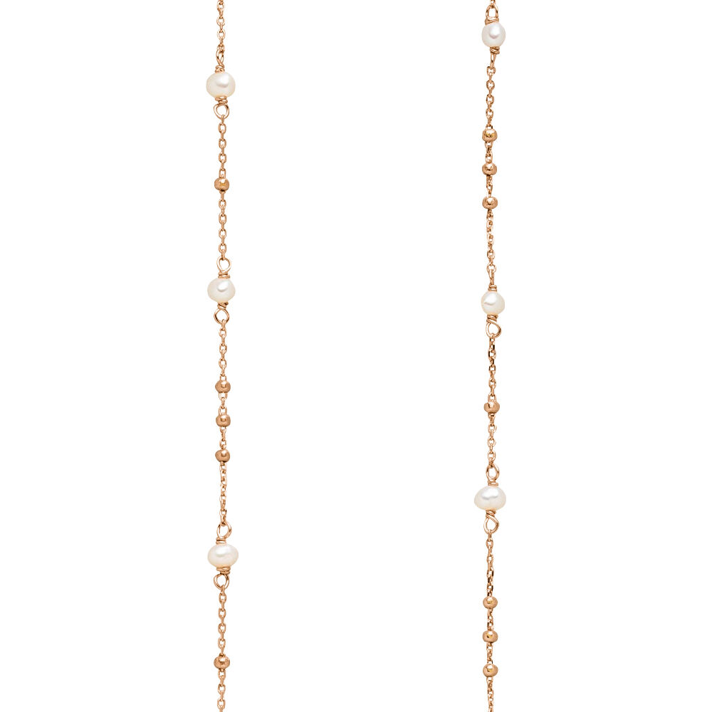 Lange Halskette Flying Gems, Perle, 90cm, 18 Karat Rosegold vergoldet Bild 4