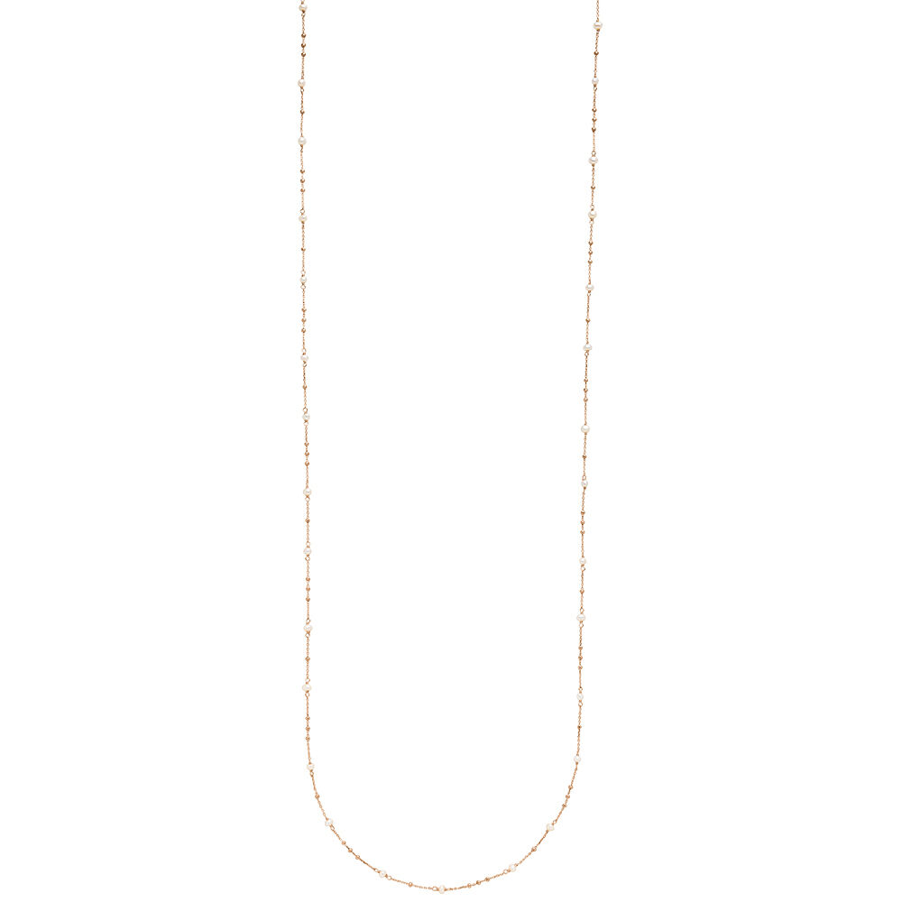 Lange Halskette Flying Gems, Perle, 90cm, 18 Karat Rosegold vergoldet Bild 5