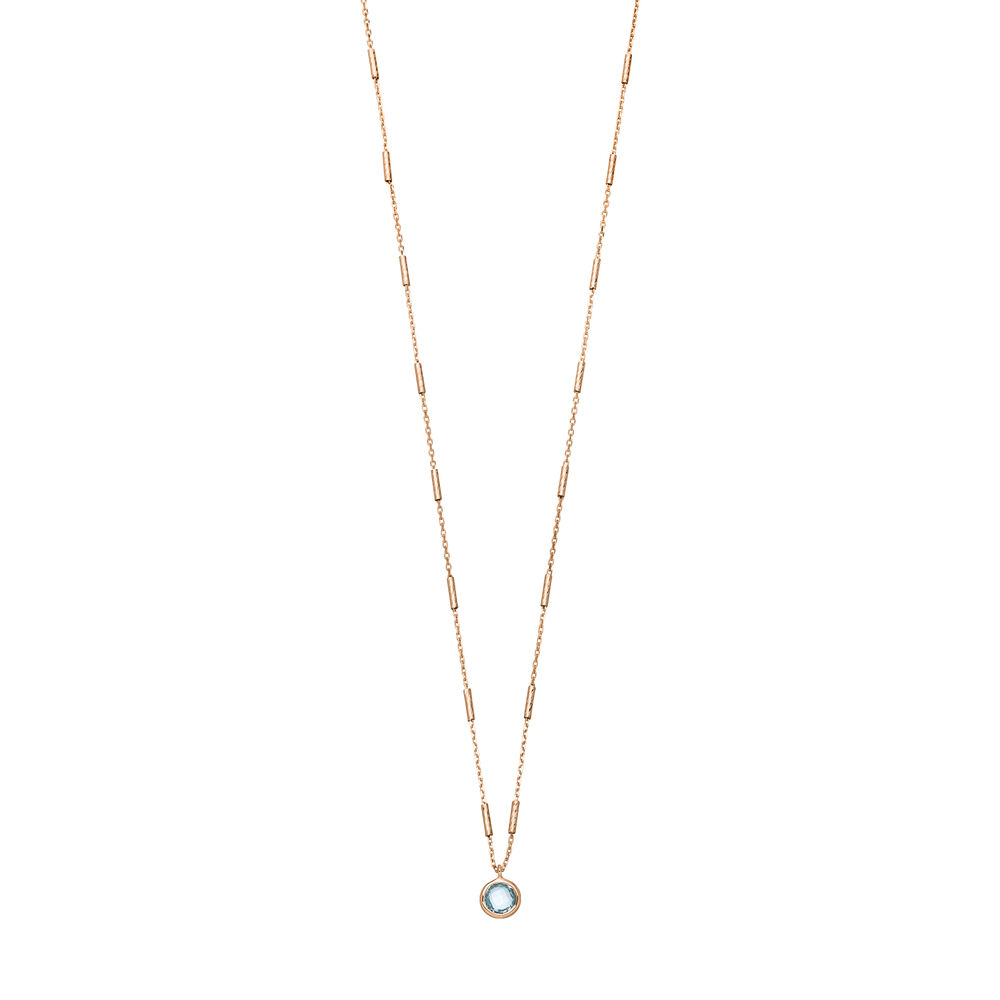 Halskette Solitr, Blauer Topaz, 18 K Rosegold vergoldet Bild 2