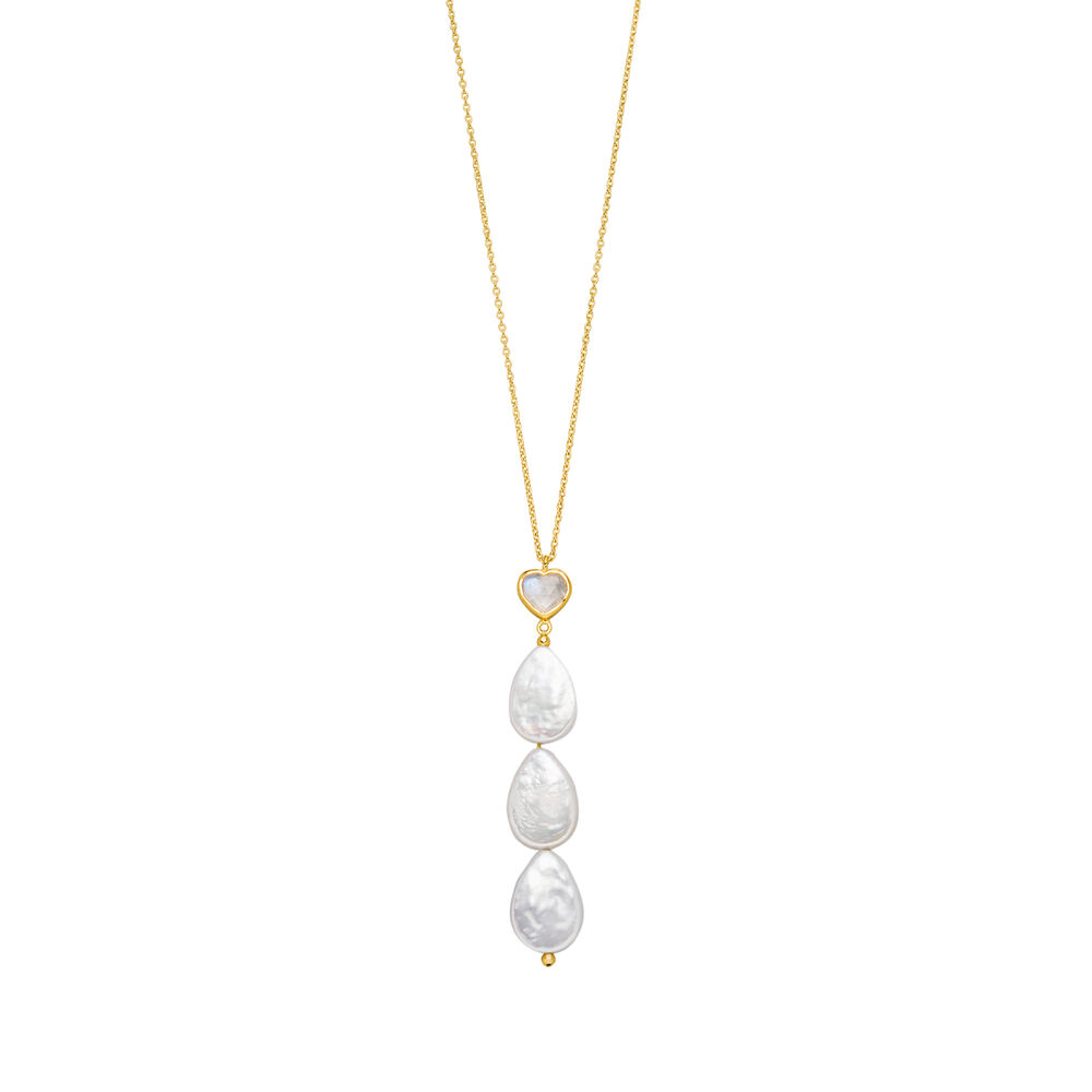 Y-Halskette VALENTINE PEARLS, Mondstein, 18 Karat Gelbgold vergoldet Bild 4