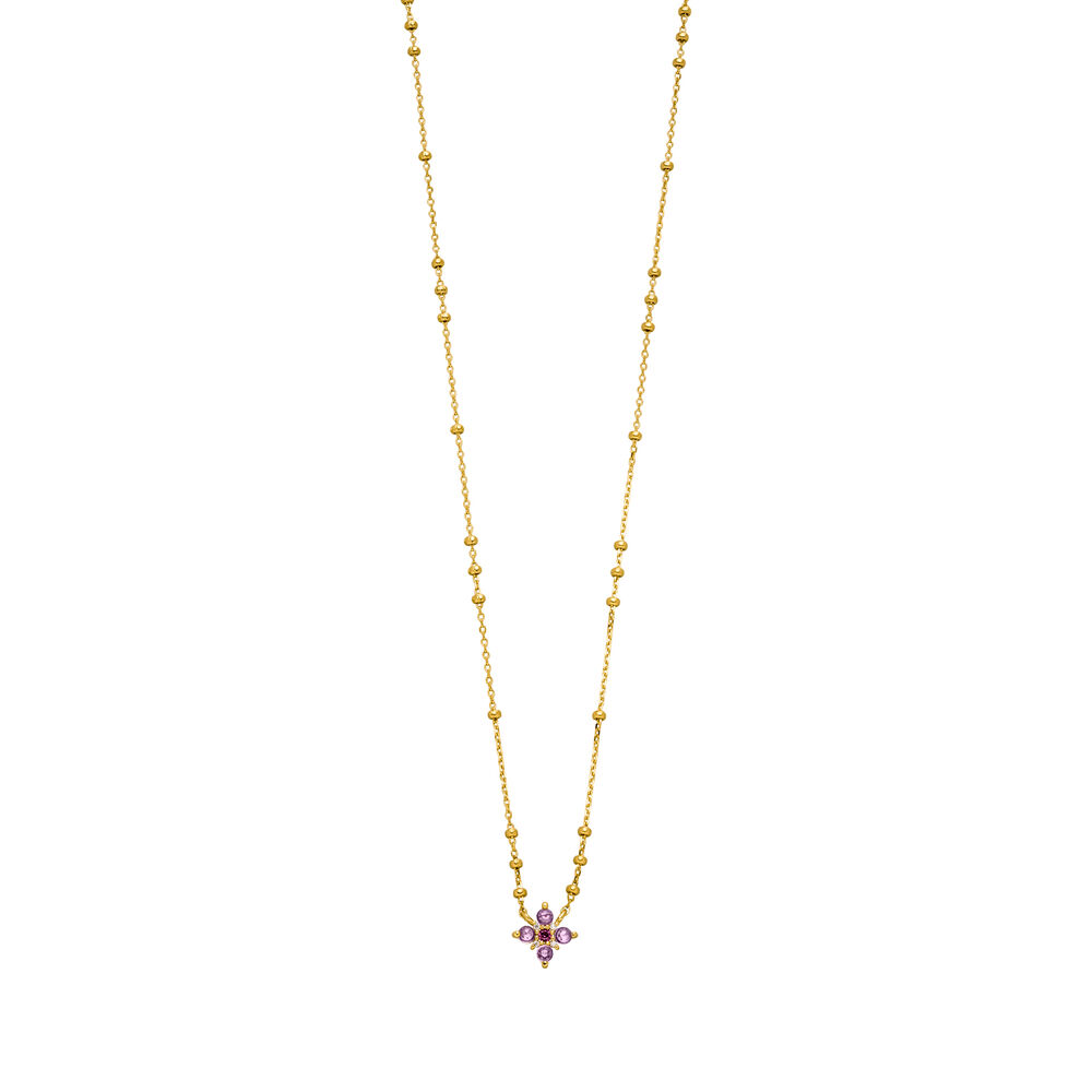 Halskette BLOOM, Amethyst/Rhodolith, 18 Karat Gelbgold vergoldet Bild 3