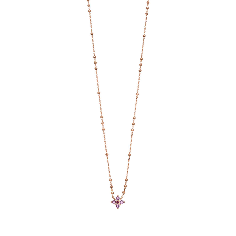 Halskette BLOOM, Amethyst/Rhodolith, 18 Karat Rosegold vergoldet Bild 3