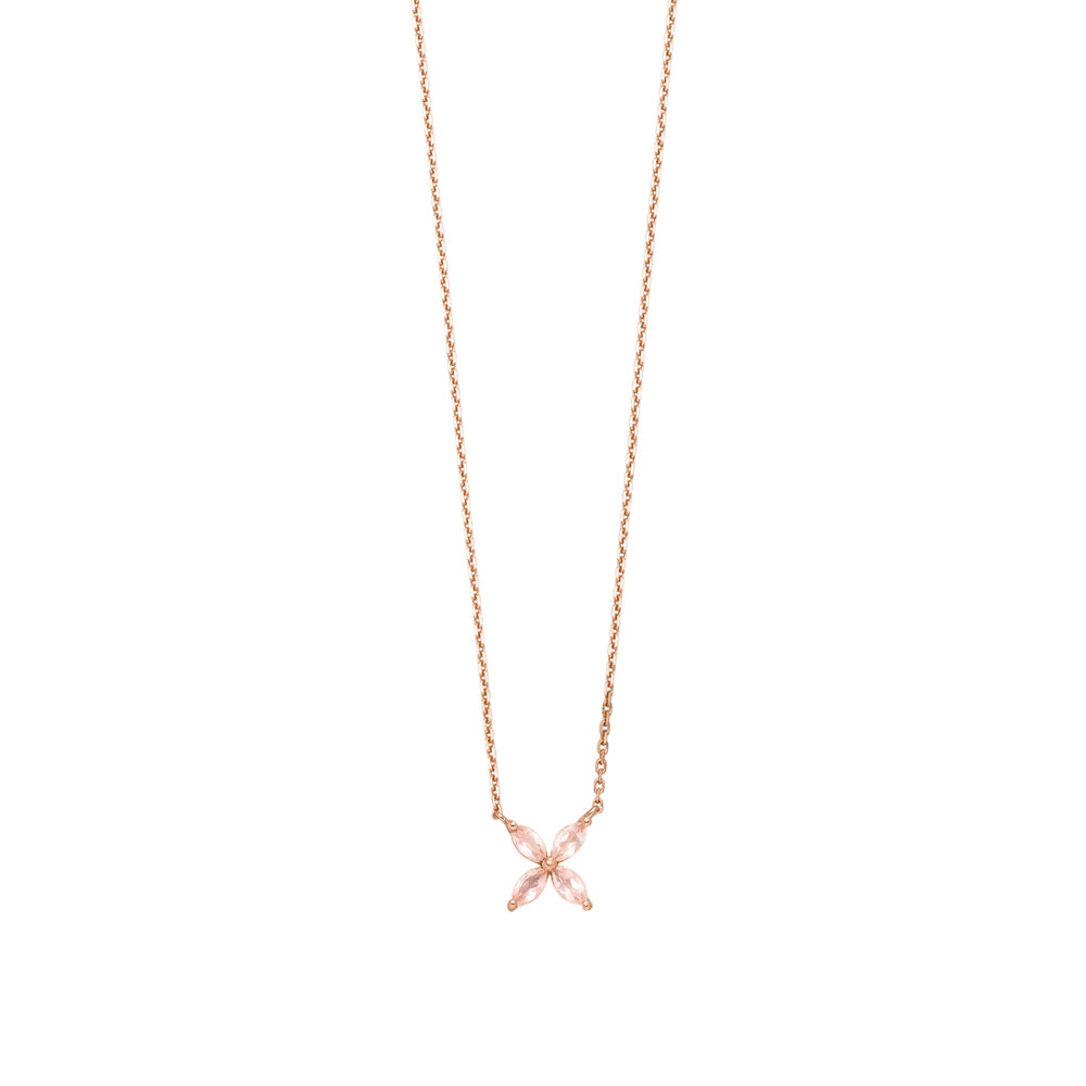 Halskette Leaf Flower, Rosenquarz, 18 Karat Rosegold vergoldet Bild 3
