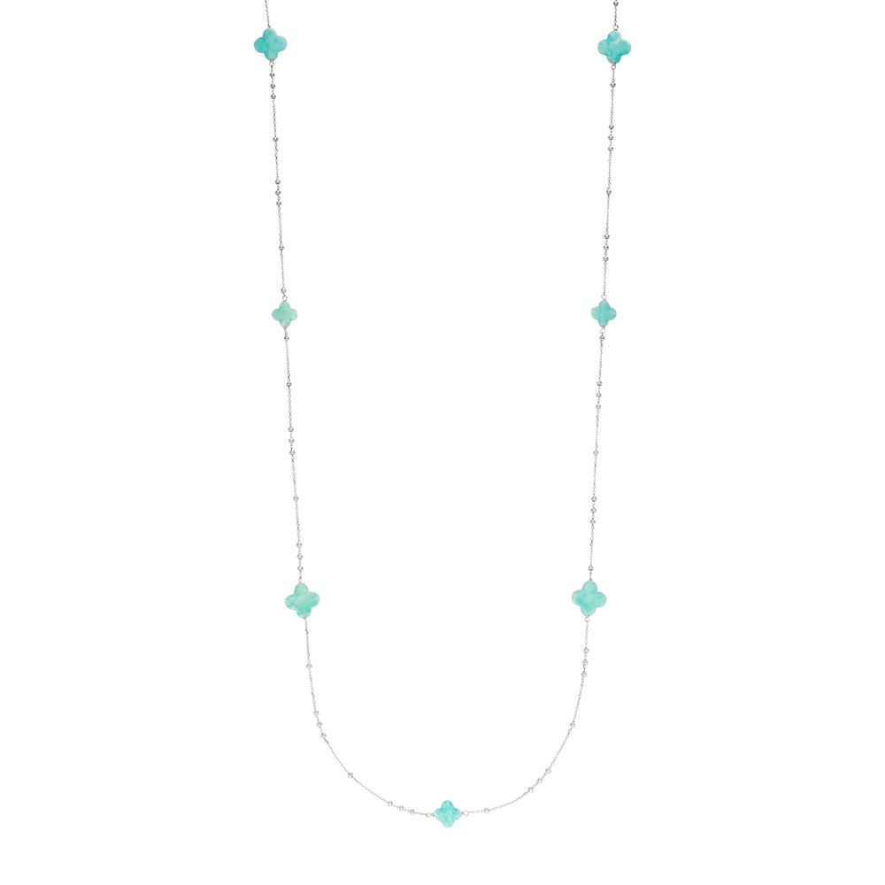 Lange Halskette Clover Gem, Amazonit, 925 Sterlingsilber Bild 2