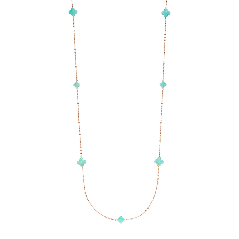 Lange Halskette Clover Gem, Amazonit, 18 Karat Rosegold vergoldet Bild 2