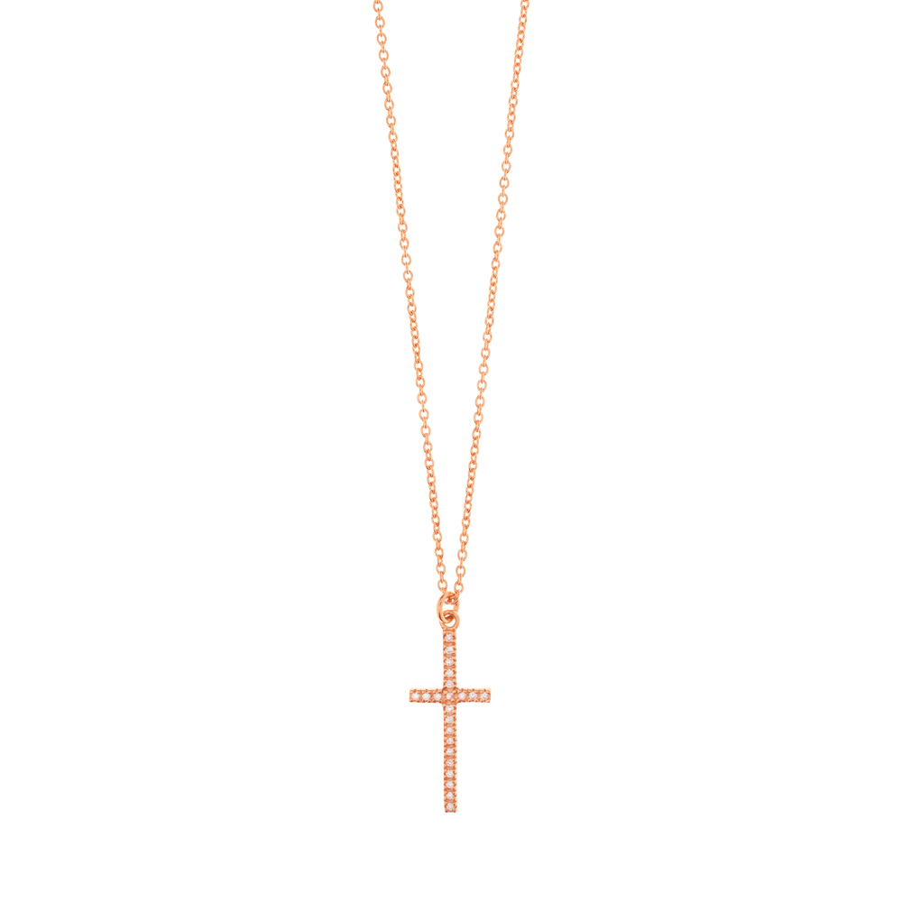 Halskette Kreuz mit Zirkonia, 18 K Rosegold vergoldet Bild 2