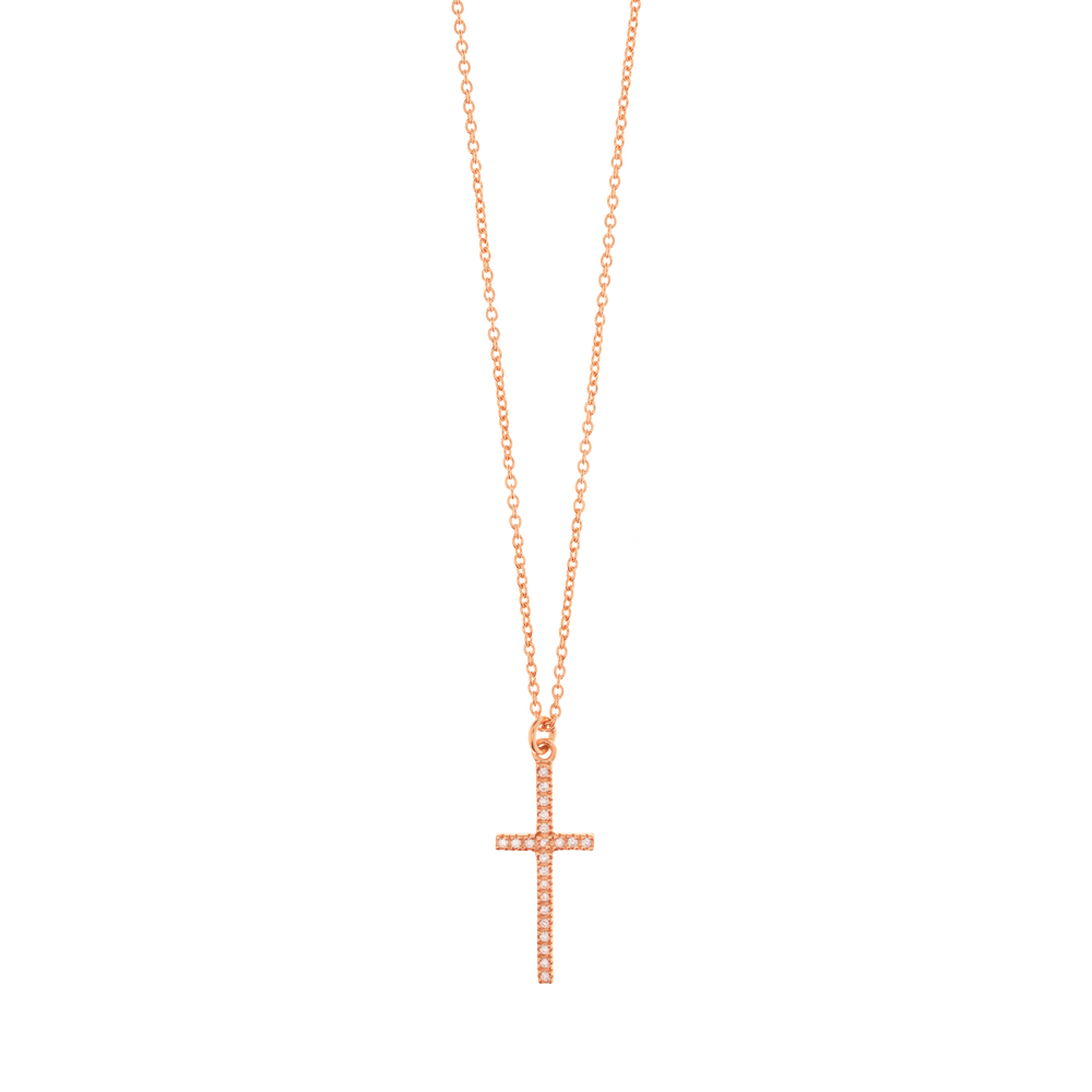 Halskette Kreuz mit Zirkonia, 18 Karat Rosegold vergoldet Bild 4