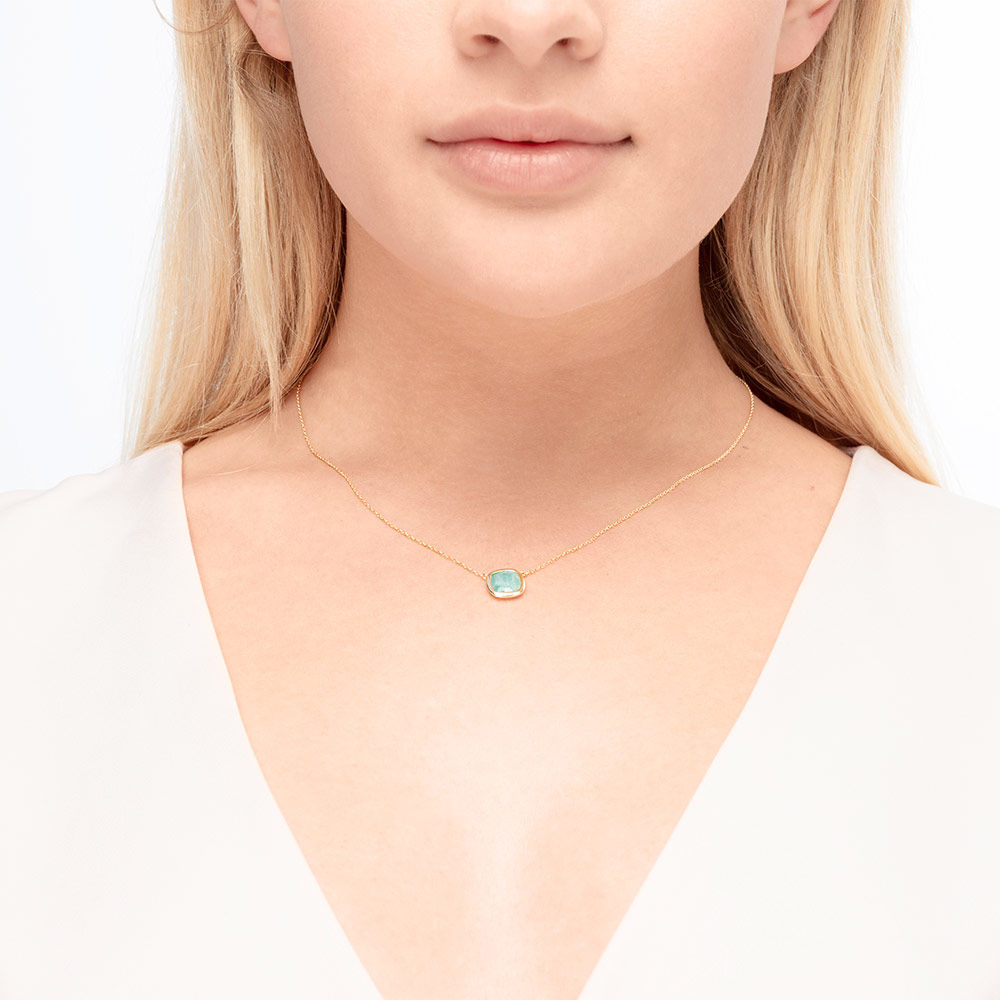Halskette Square, Amazonite, 18 K Rosegold vergoldet Bild 2