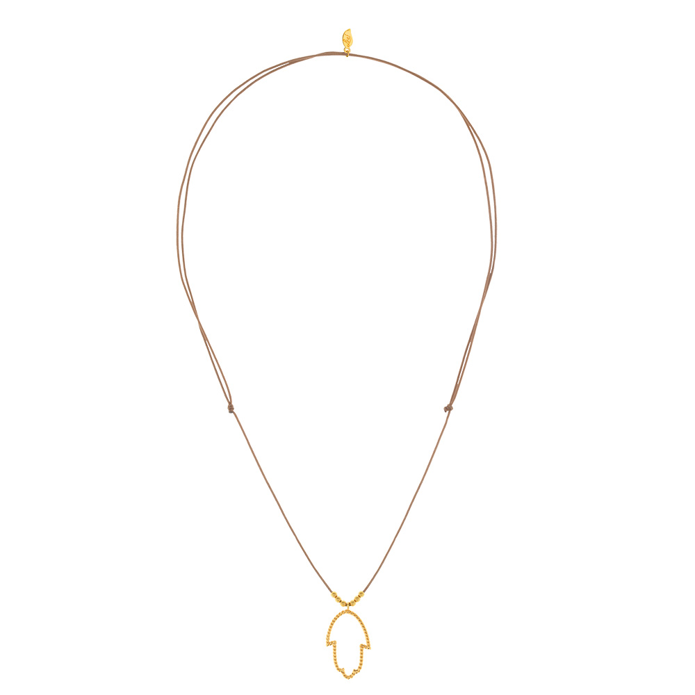 Glckshalskettchen Fatima's Hand, 18 K Gelbgold vergoldet, Beige Bild 2