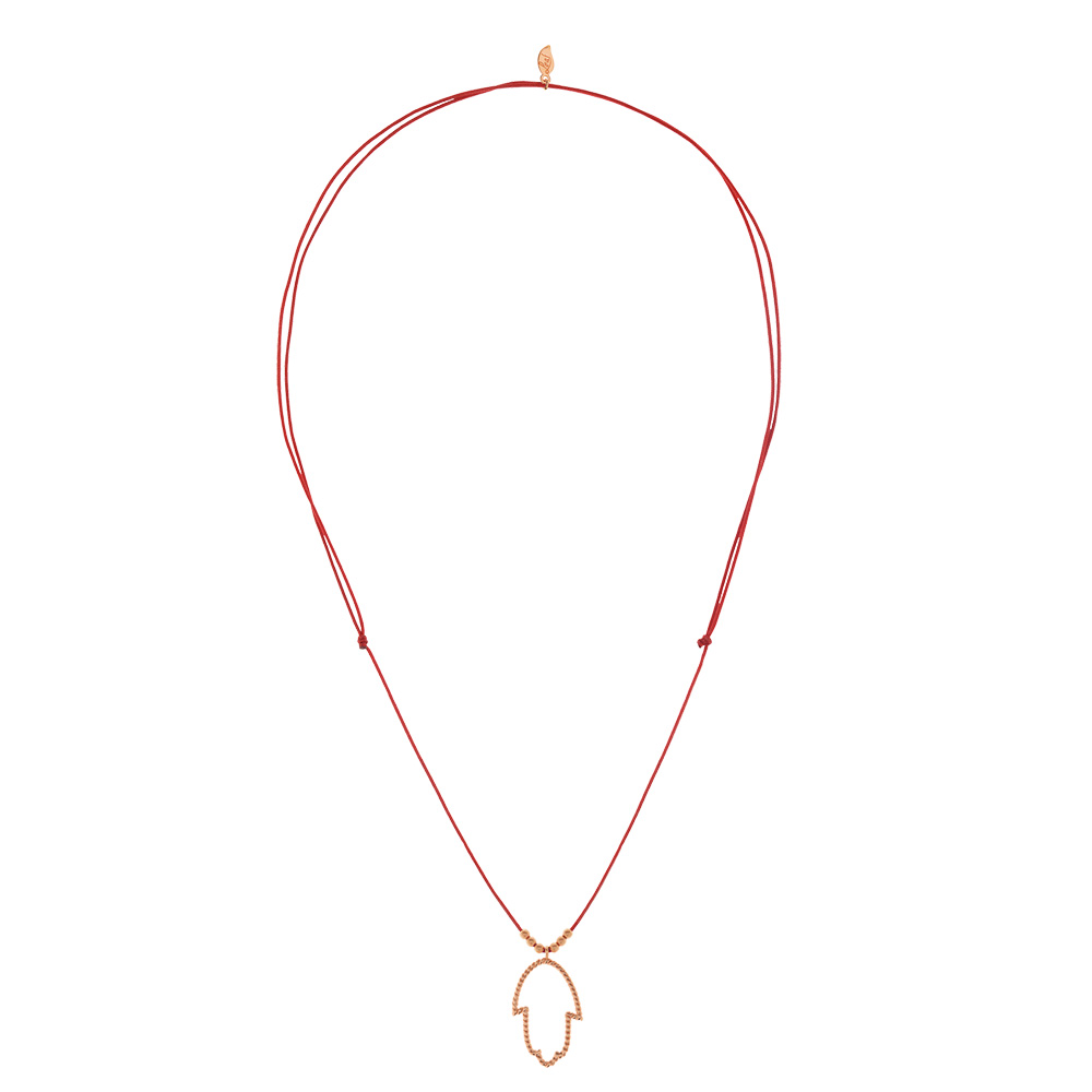 Glckshalskettchen Fatima's Hand, 18 K Rosegold, Rot Bild 2