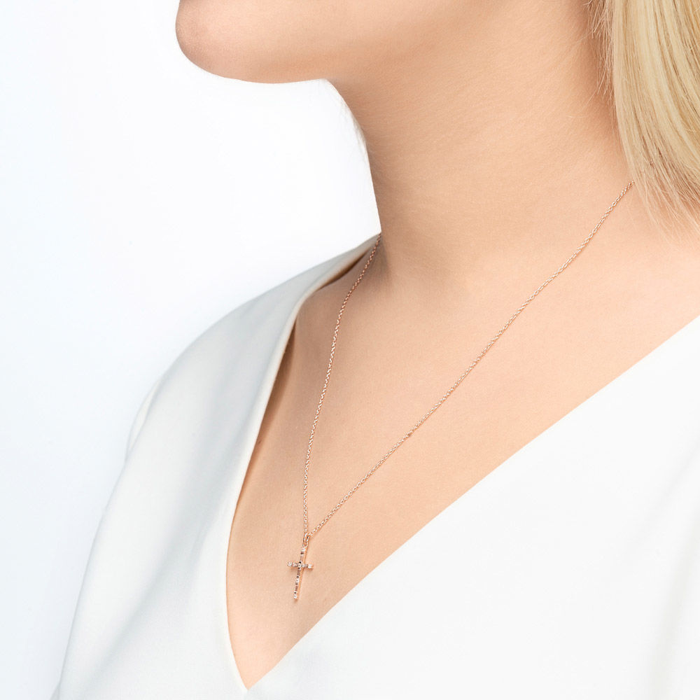 Halskette SPARKLE CROSS, 18 Karat Rosegold vergoldet Bild 3