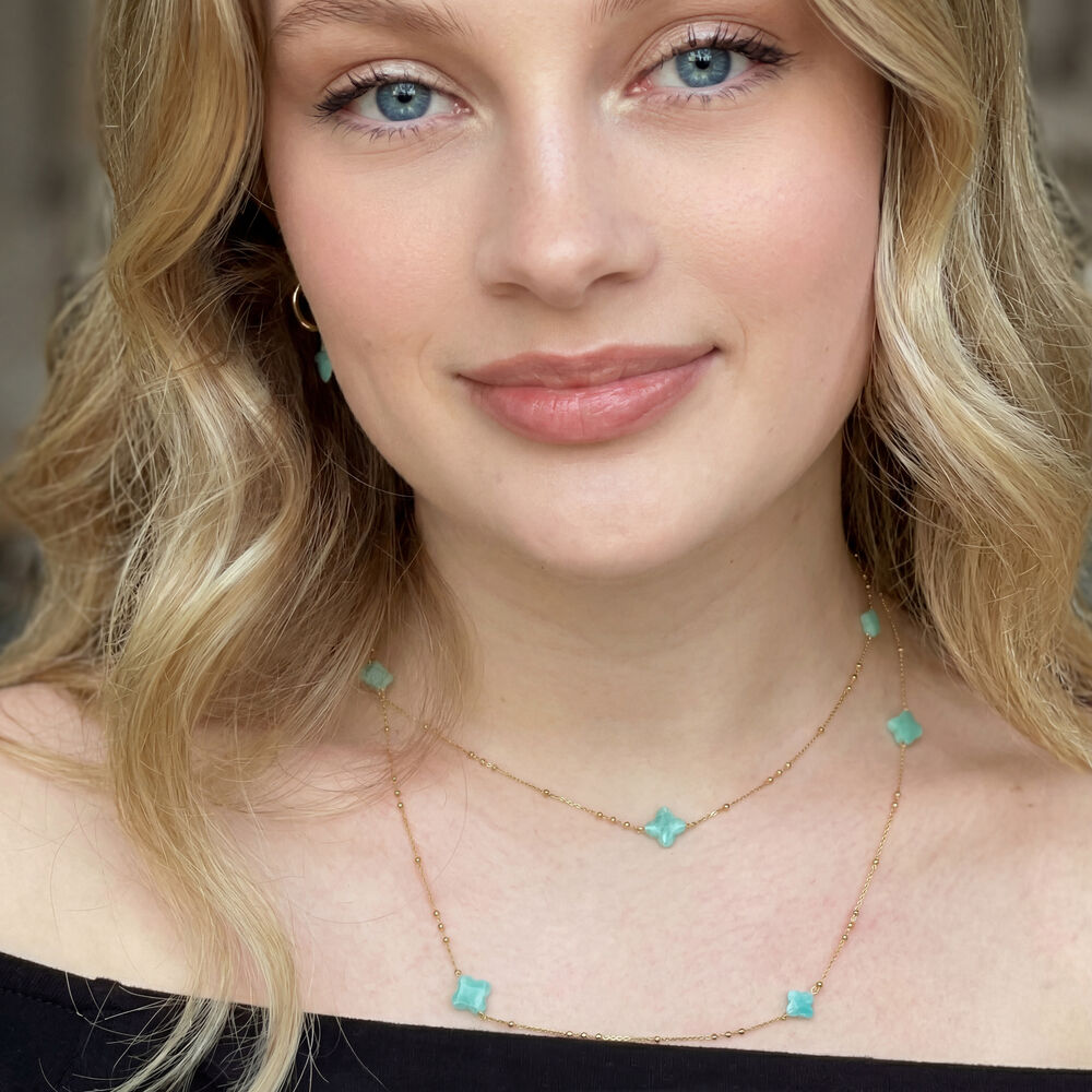 Lange Halskette Clover Gem, Amazonit, 925 Sterlingsilber Bild 2