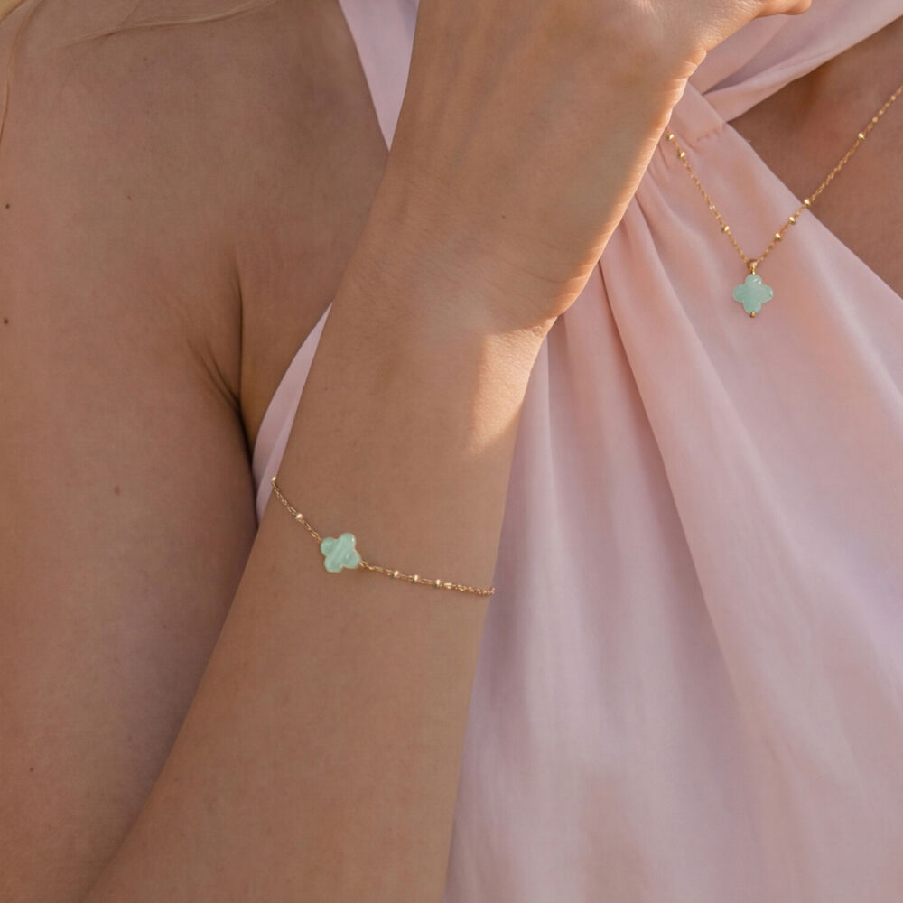 Armkette Clover Gem, Amazonit, 925 Sterlingsilber Bild 2