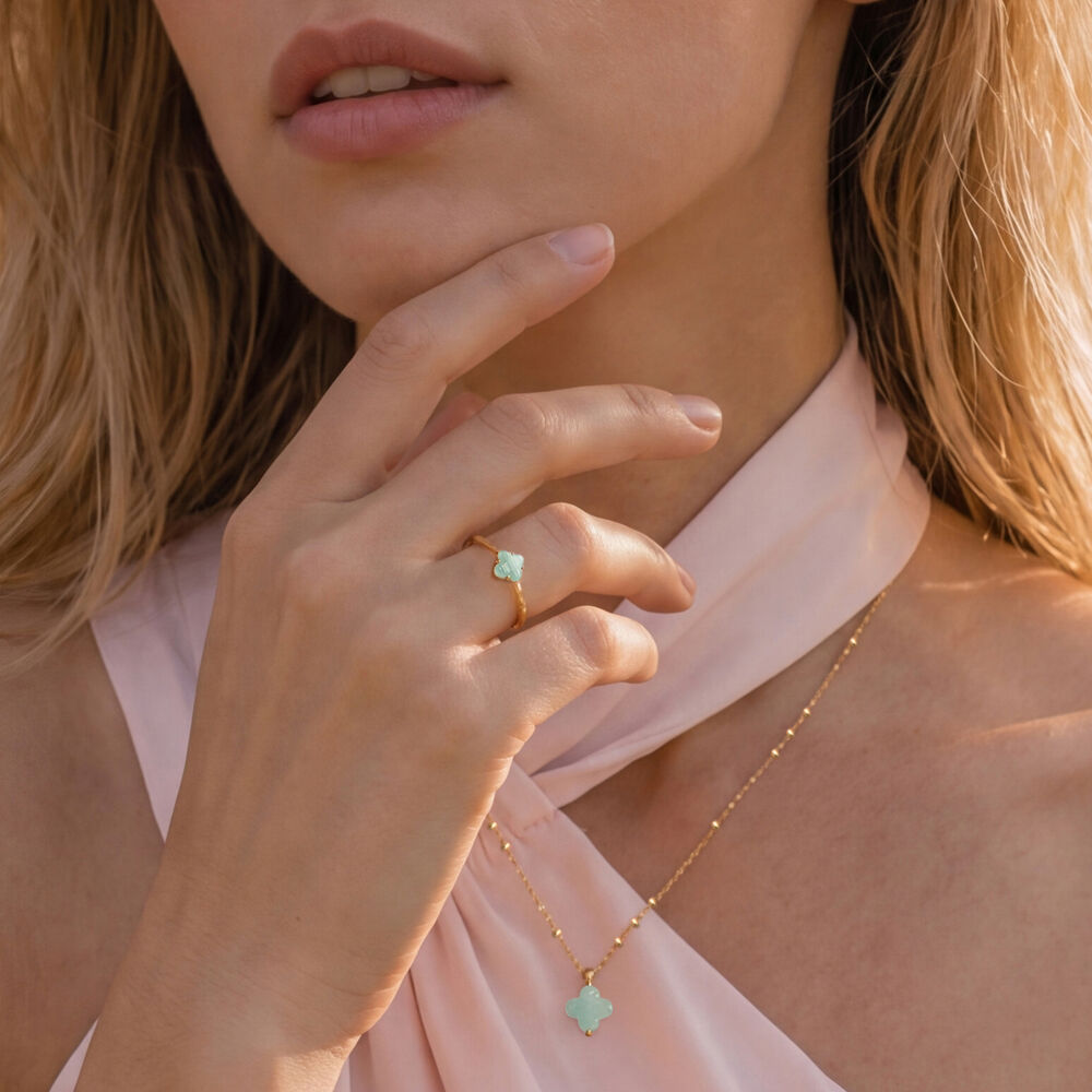 Ring Clover Gem, Amazonit, 18 Karat Gelbgold vergoldet Bild 3