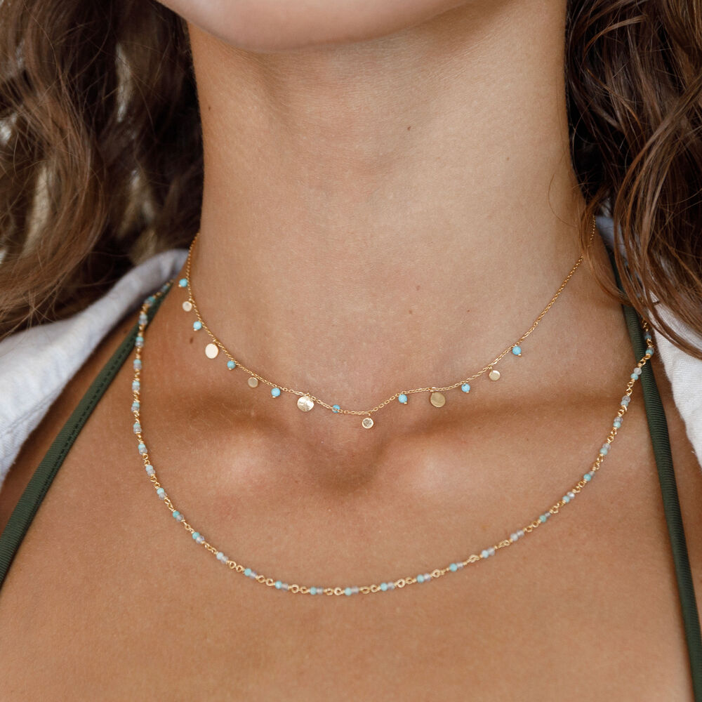 Halskette Platelet Trkis, 18 Karat Rosegold vergoldet Bild 3