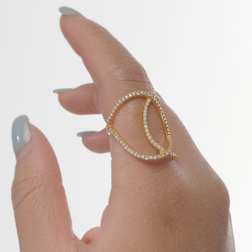 Silber Double C Ring, Rosegold 