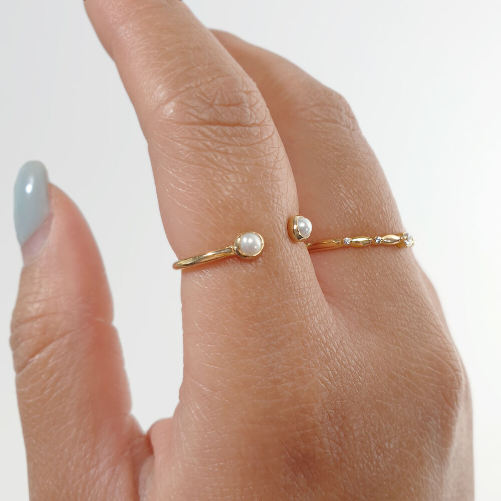 Silber Open Ring, Perle, Rosegold Bild 4