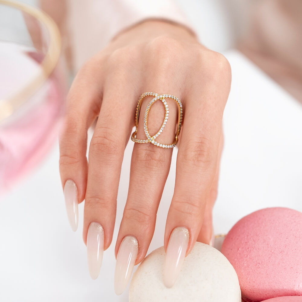 Silber Double C Ring, Gelbgold 