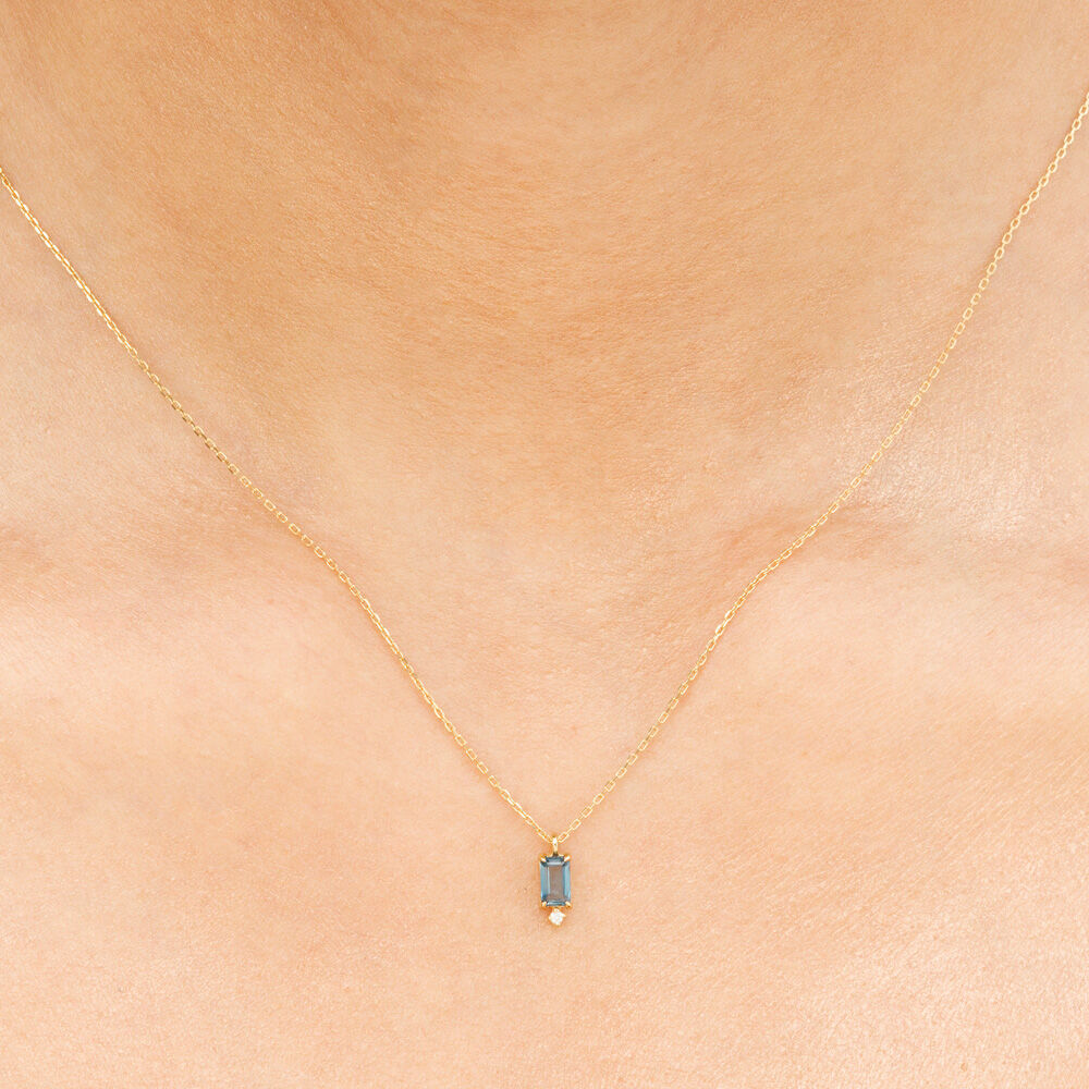 Halskette London Blue Topaz, 14 Karat Gelbgold Bild 2