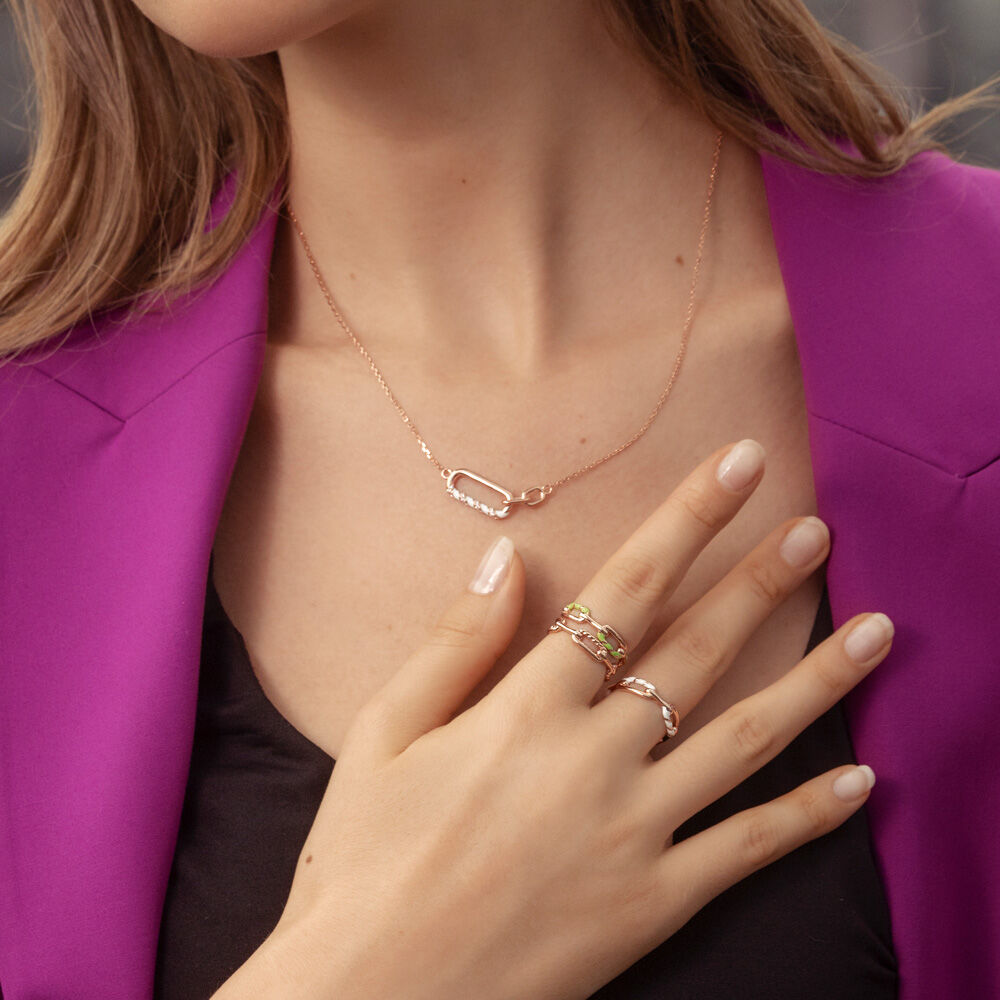 Halskette NEON TWIST, 18 Karat Rosegold, Wei Bild 3