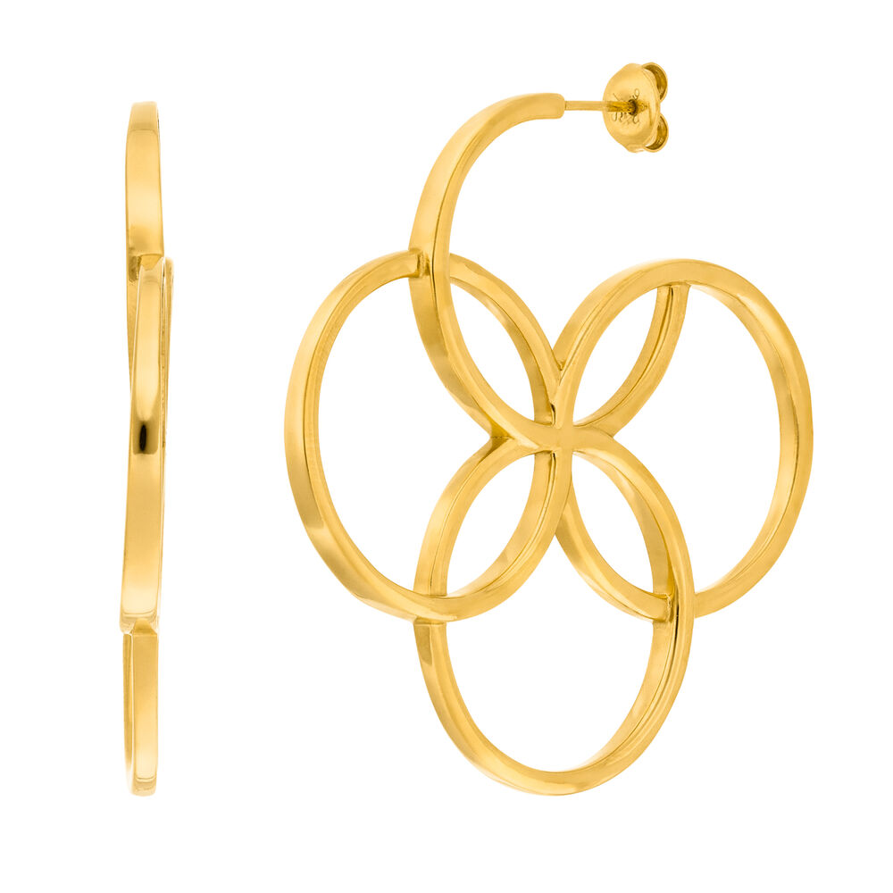 Creolen Clover Charm, gro, 18 K Gelbgold vergoldet Bild 2