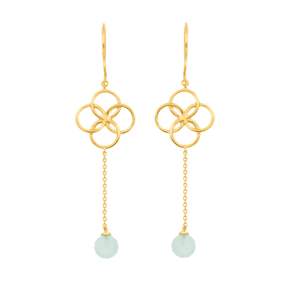 Ohrhnger Clover Charm, Aqua Chalzedon, 18 K Gelbgold vergoldet Bild 2