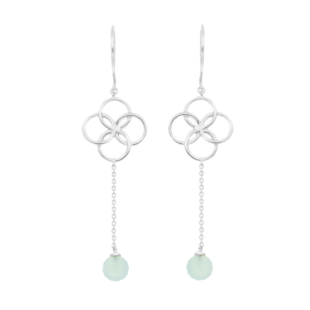 Ohrhnger Clover Charm, Aqua Chalzedon, 925 Sterlingsilber Bild 2