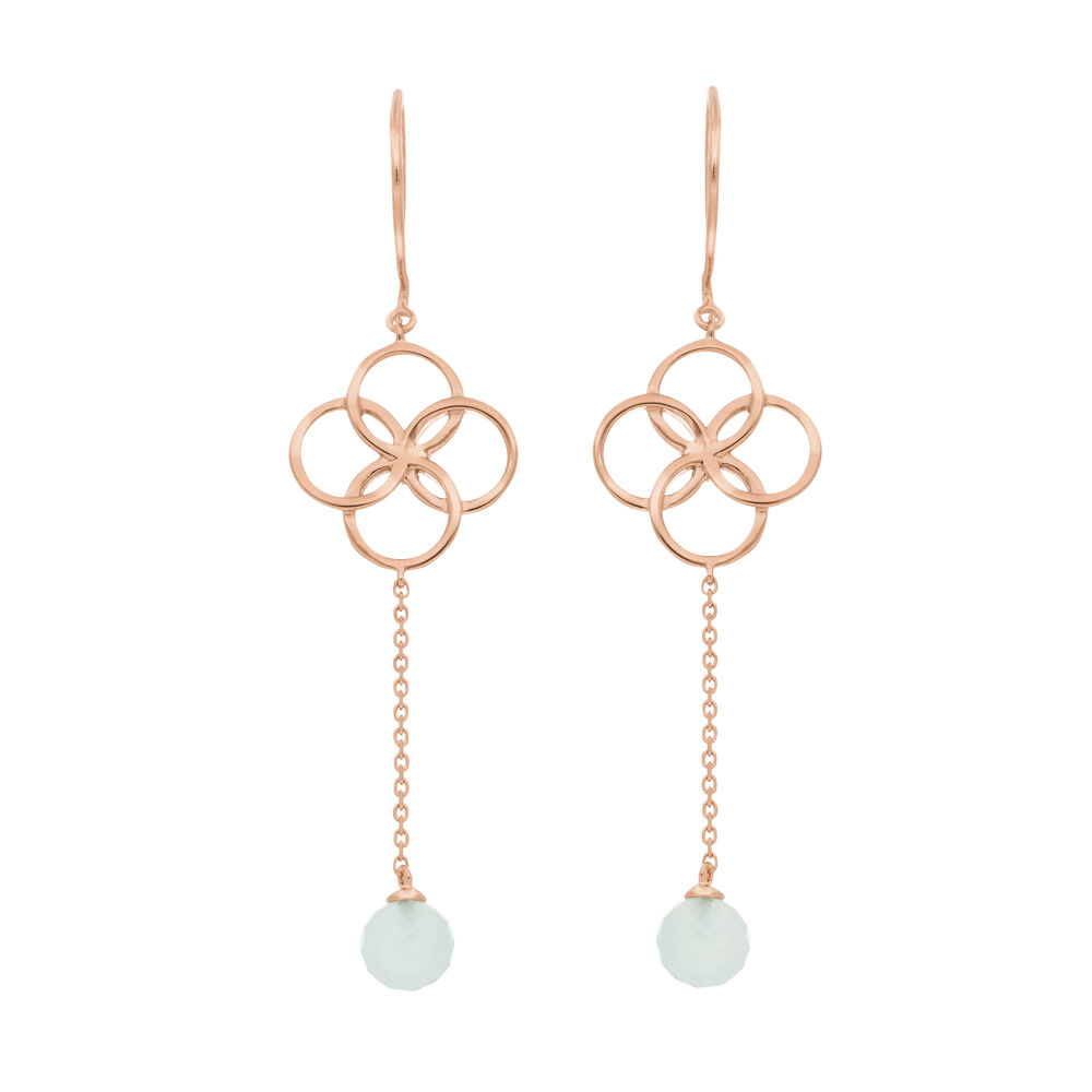 Ohrhnger Clover Charm, Aqua Chalzedon, 18 K Rosegold vergoldet Bild 2