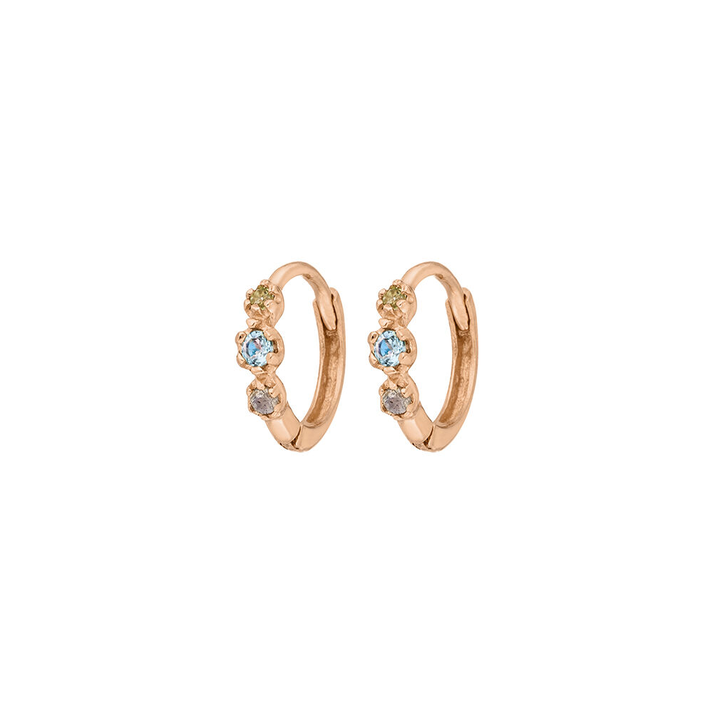 Creole Three Gems, Blauer Topas, 18 K Rosegold vergoldet Bild 2