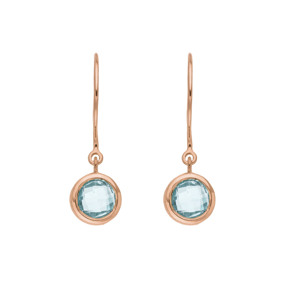 Ohrhnger Solitr, Blauer Topaz, 18 K Rosegold vergoldet Bild 2