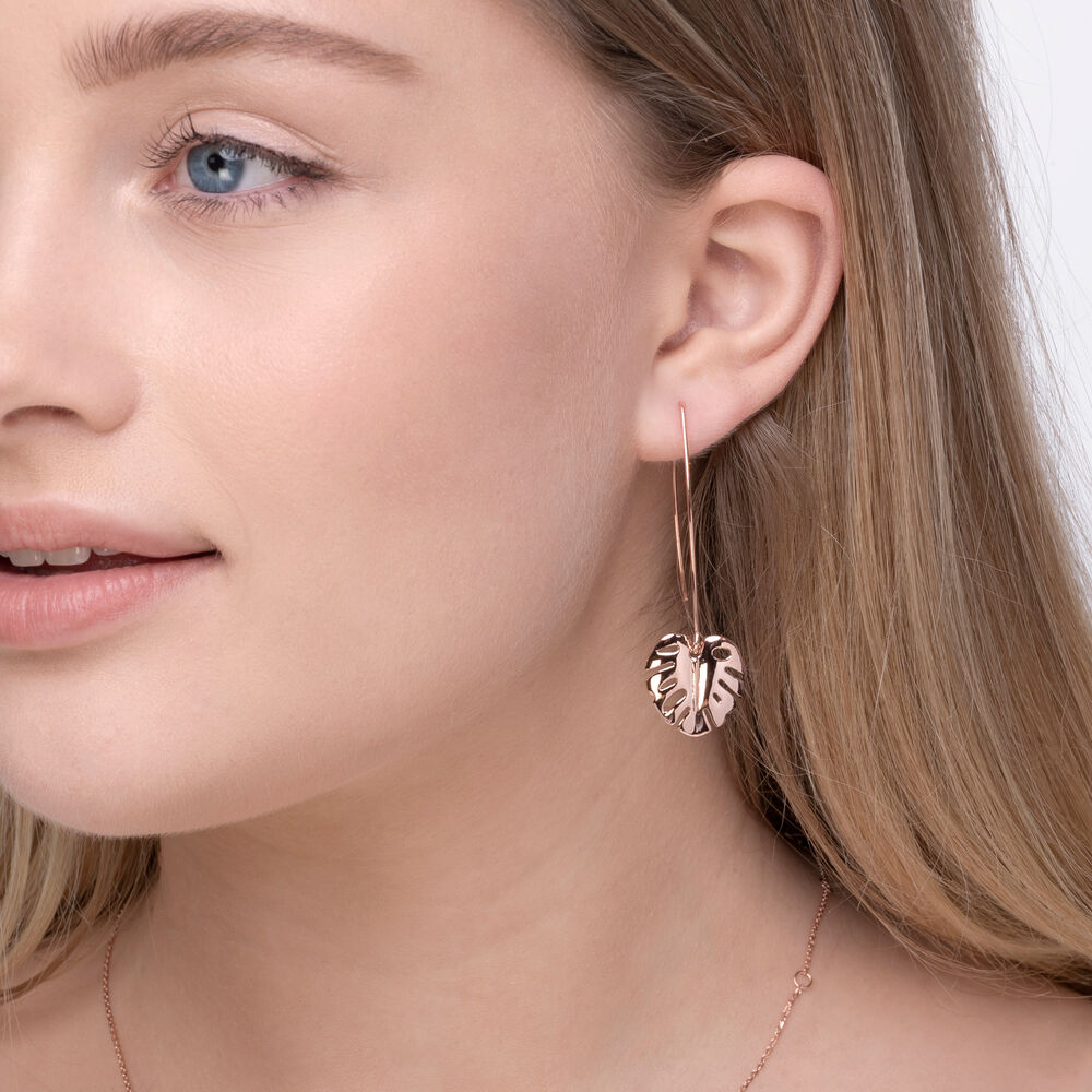 Halbcreole Monstera Leaf, 18 K Rosegold vergoldet Bild 2