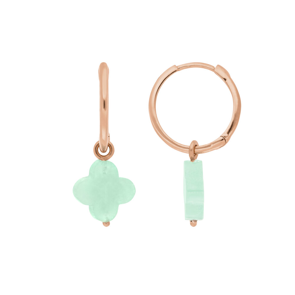 Creolen Clover Gem, Amazonit, 18 Karat Rosegold vergoldet Bild 2