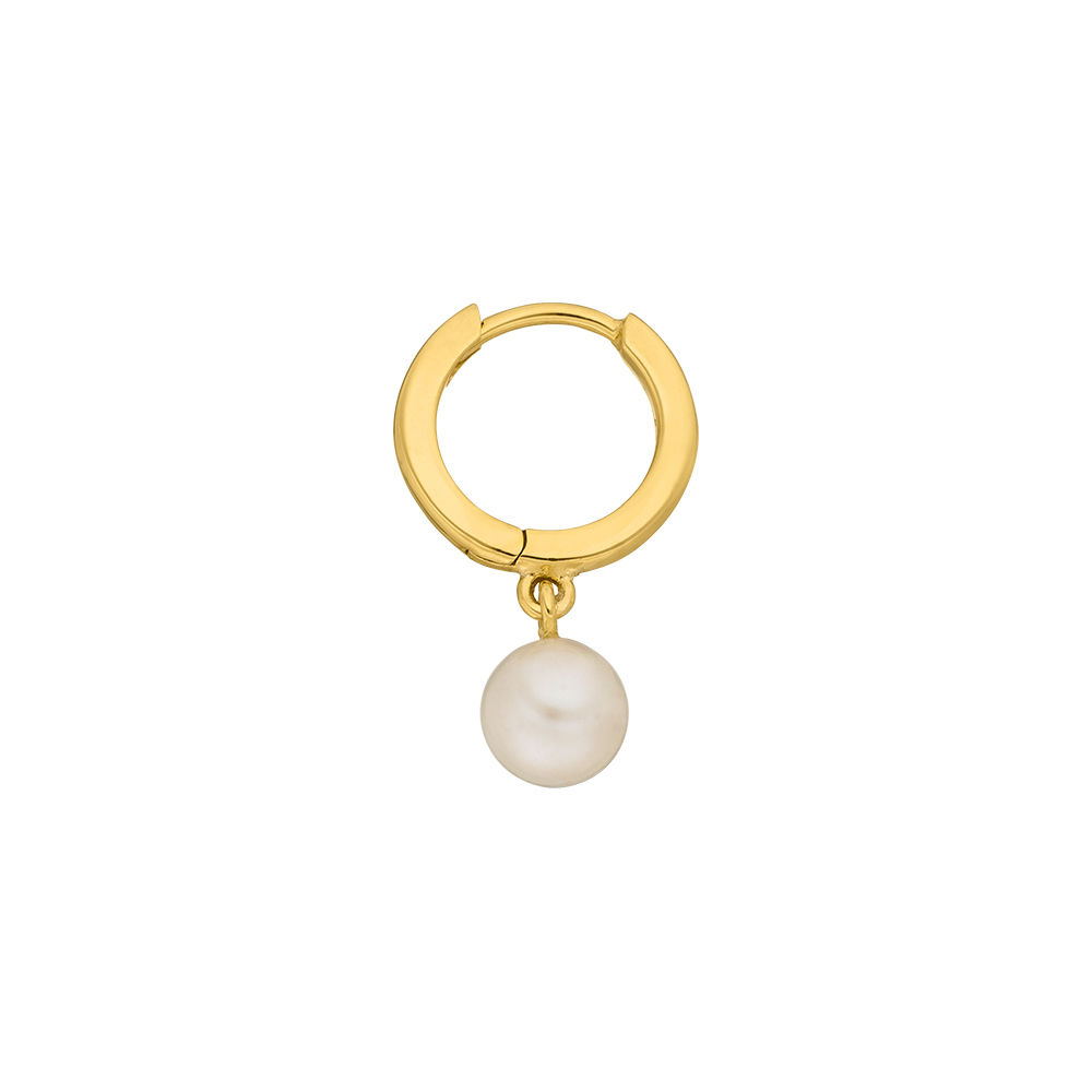 Single Creole PEARL, 18 K Gelbgold vergoldet Bild 3