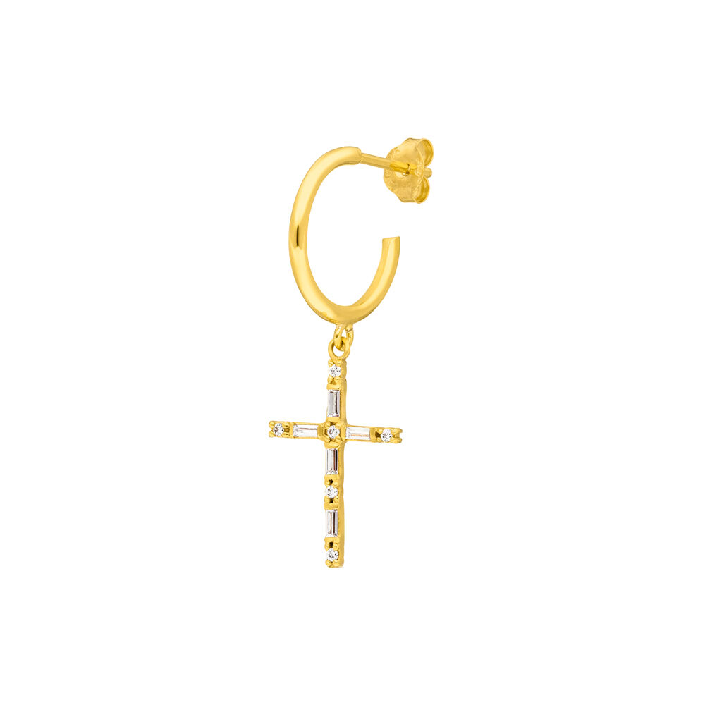 Single Creole SPARKLE CROSS, 18 K Gelbgold vergoldet Bild 2