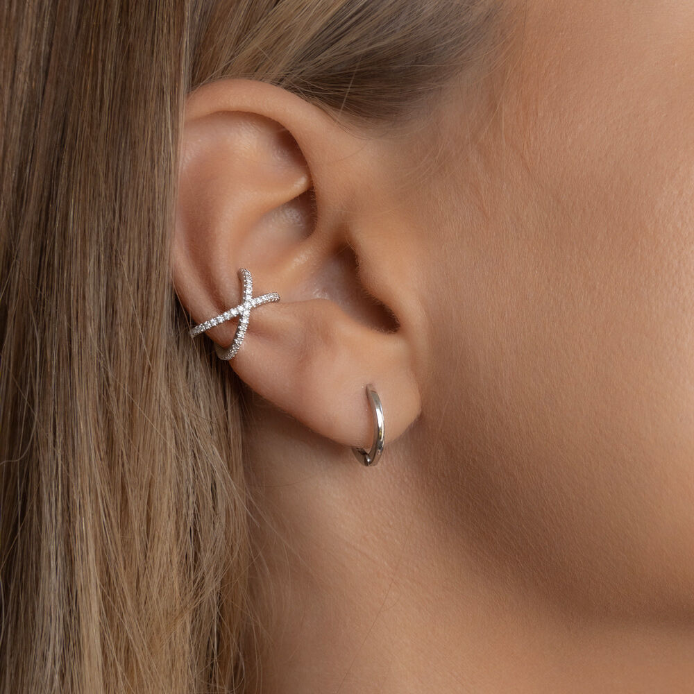 Earcuff Cross CZ, 925 Sterlingsilber, rhodiniert Bild 2