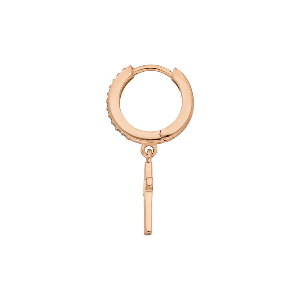 Single Creole CROSS/Zirkonia, 18 K Rosegold vergoldet Bild 3