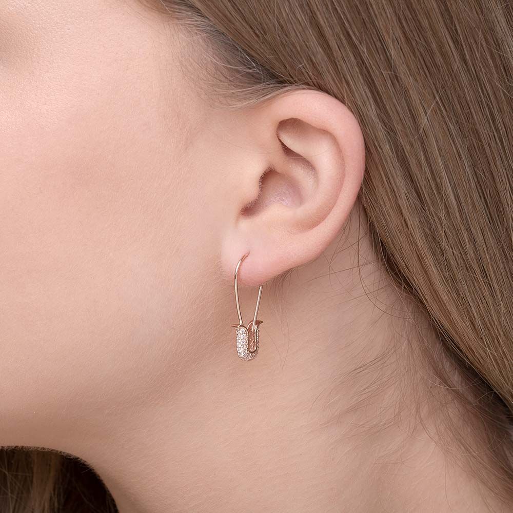 Single-Ohrhnger SAFETY PIN, 18 K Rosegold vergoldet Bild 2