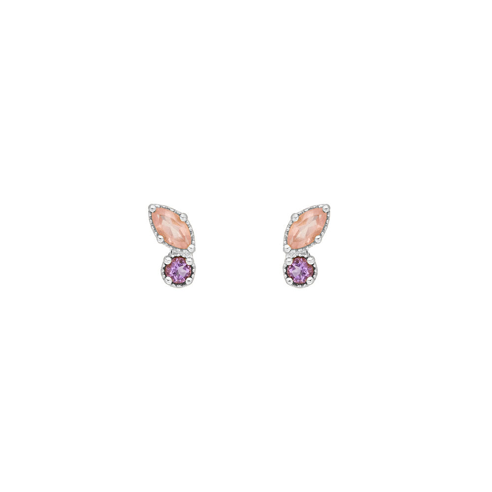 Ohrstecker Two Gems, Rosenquarz, 925 Sterlingsilber Bild 2