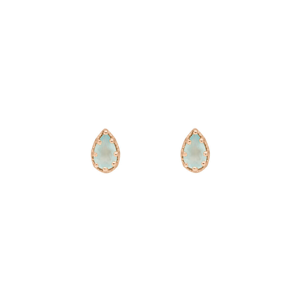 Ohrstecker Drop, Aqua Chalzedon, 18 K Rosegold vergoldet Bild 2