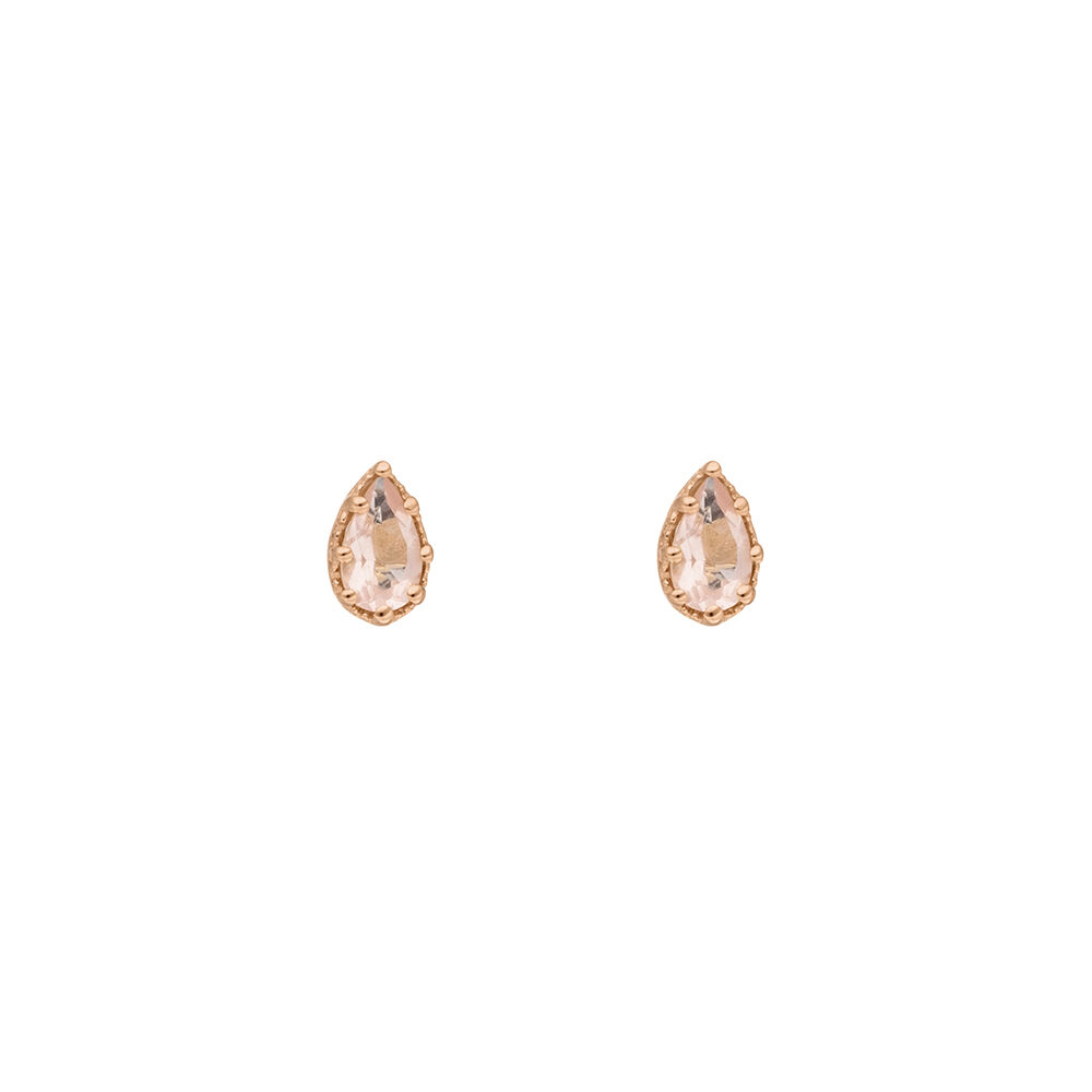 Ohrstecker Drop, Rosenquarz, 18 K Rosegold vergoldet Bild 2
