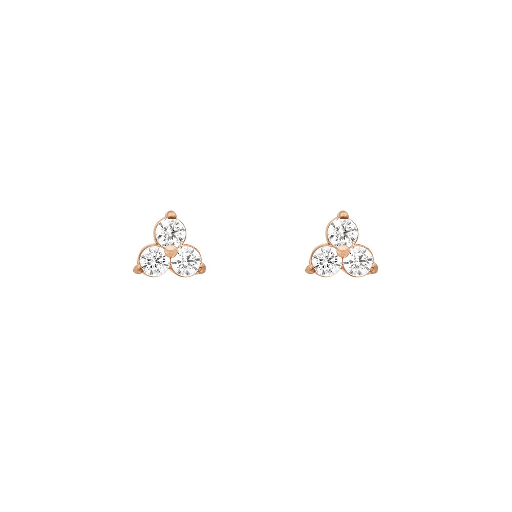 Ohrstecker Triple Zirkonia, 18 K Rosegold vergoldet Bild 2