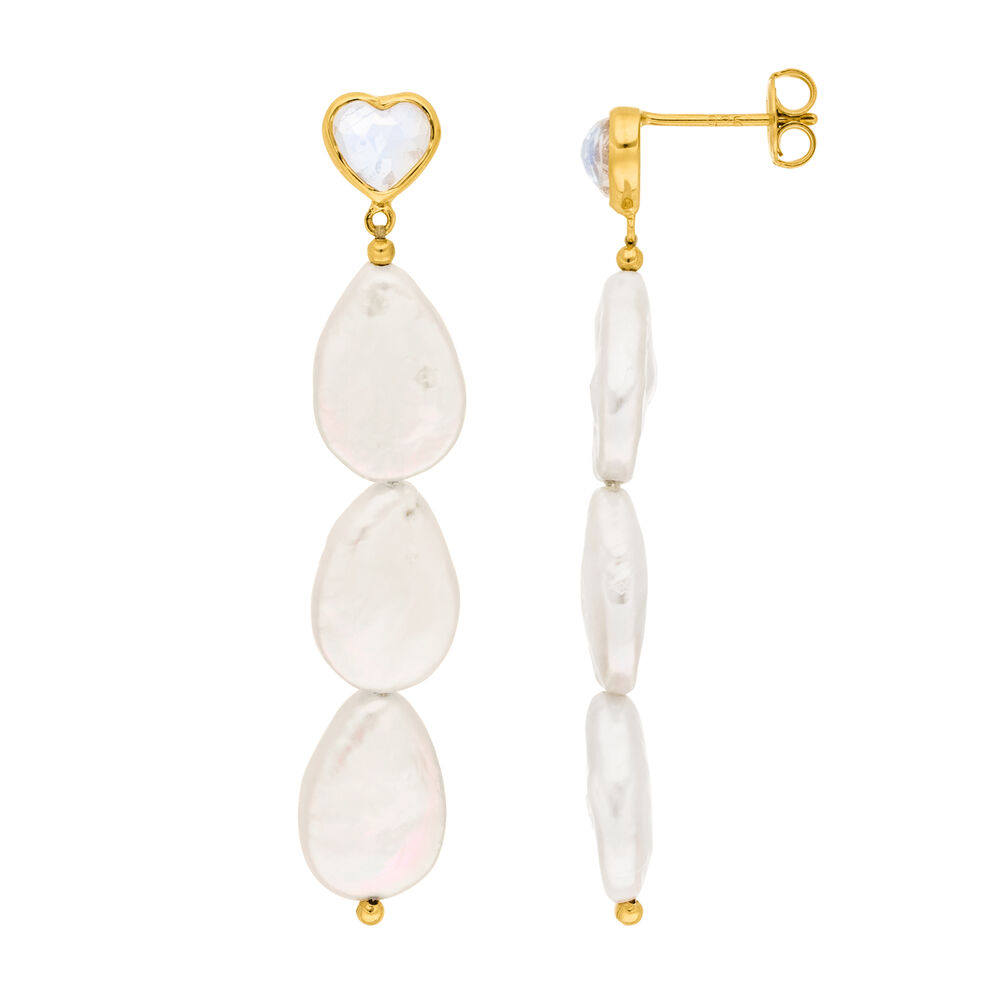 Ohrstecker VALENTINE PEARLS, lang, 18 Karat Gelbgold vergoldet Bild 3