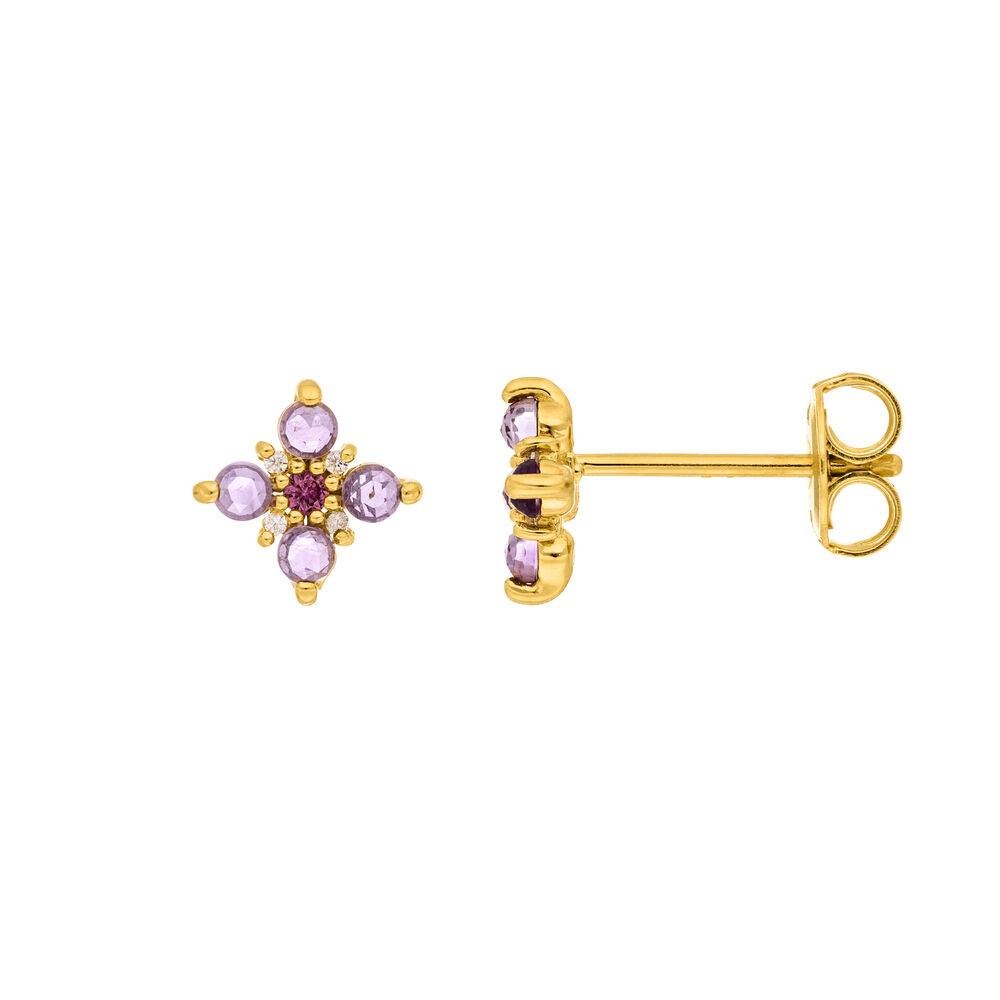 Ohrstecker BLOOM, Amethyst/Rhodolith, 18 Karat Gelbgold vergoldet Bild 3