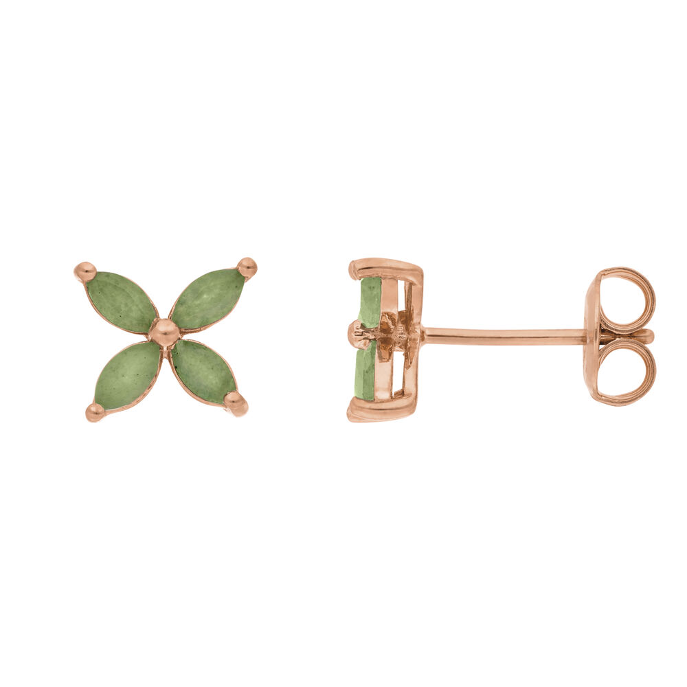 Ohrstecker Leaf Flower, Aventurin, 18 Karat Rosegold vergoldet Bild 3