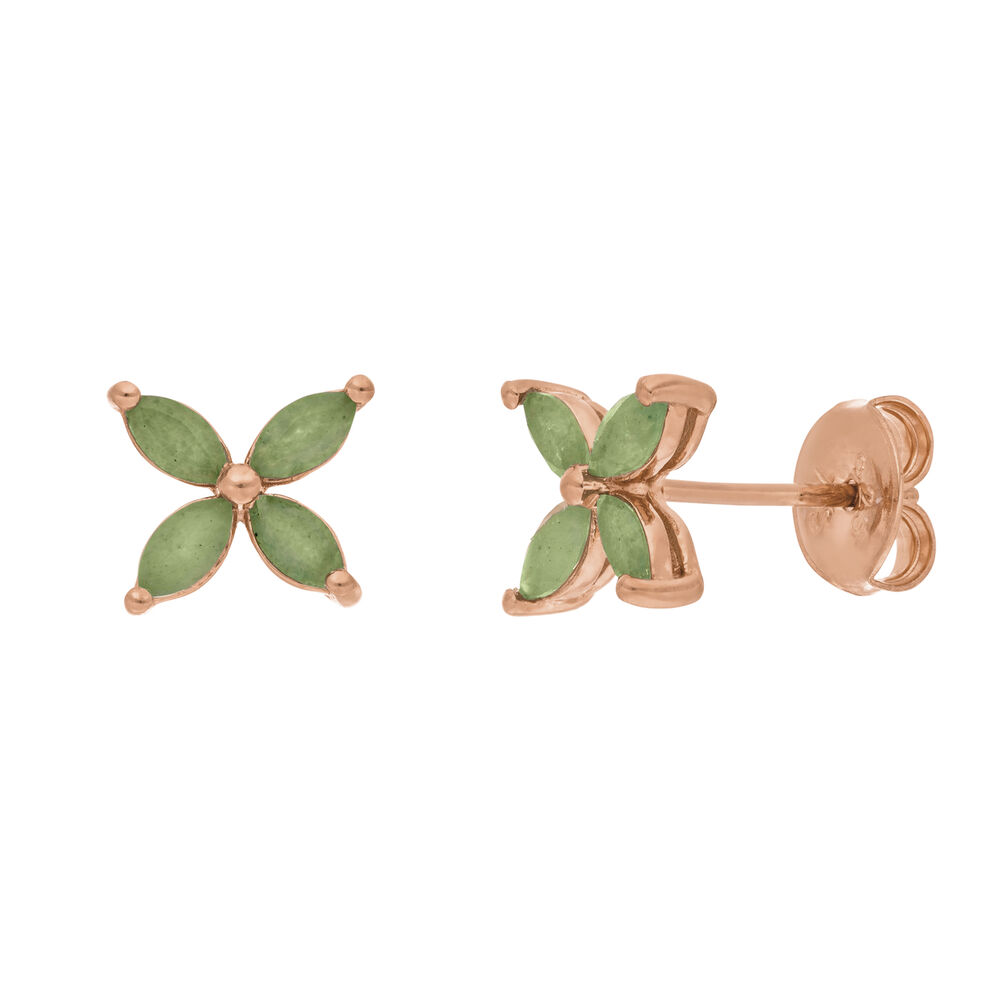 Ohrstecker Leaf Flower, Aventurin, 18 Karat Rosegold vergoldet Bild 2