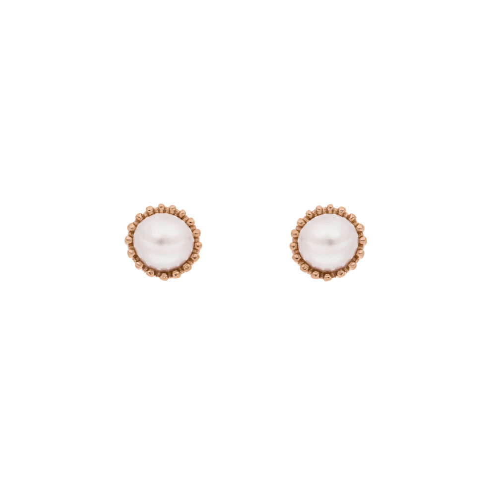 Ohrstecker mit Perle, 18 K Rosegold vergoldet Bild 2