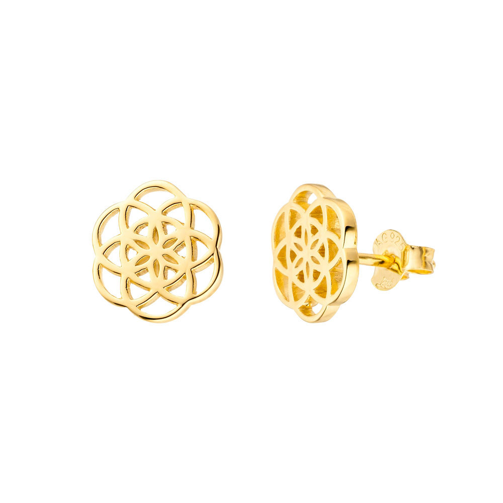 Ohrstecker Flower of Life, 18K Gelbgold vergoldet Bild 2