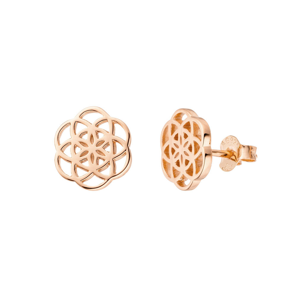 Ohrstecker Flower of Life, 18K Rosegold vergoldet Bild 2