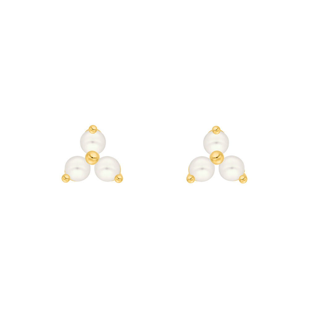 Ohrstecker Three Pearls, 18 Karat Gelbgold vergoldet Bild 3