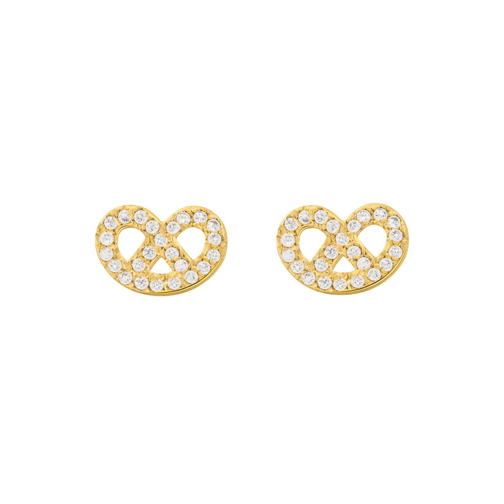 Ohrstecker Brezn mit Zirkonia, 18 K Gelbgold vergoldet Bild 2